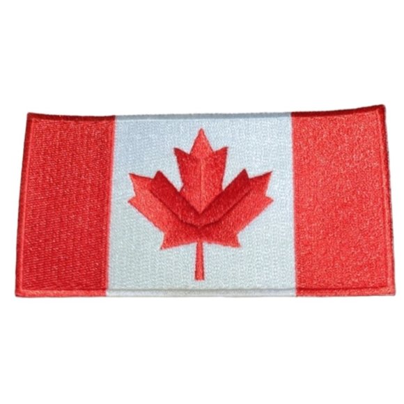 LARGE CANADIAN FLAG EMBROIDERED PATCH IRON-ON SEW-ON 4x2in L7 - Picture 1 of 1